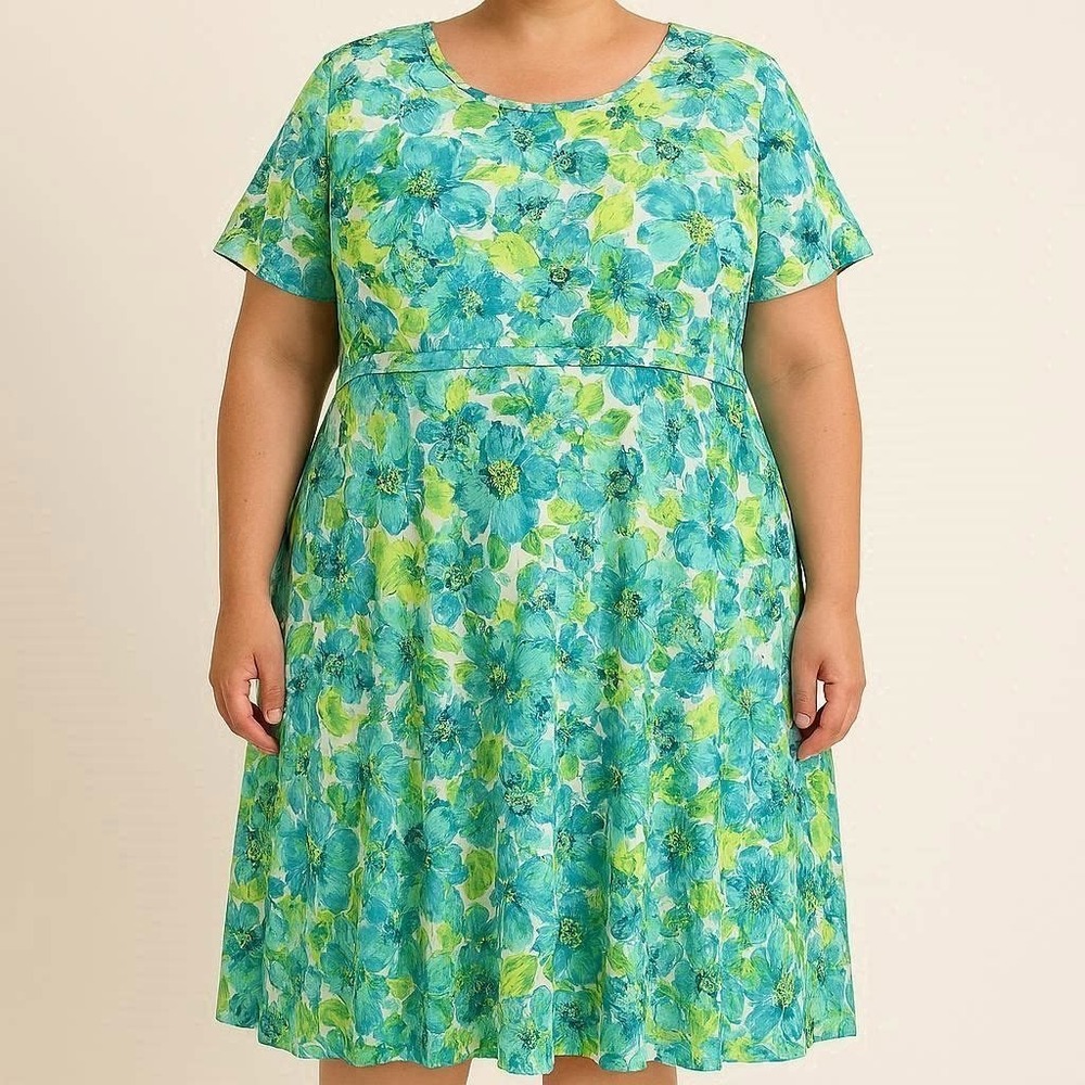 Vtg Women's Midi-length Dress Plus Sz 3XL Floral Spring Made In USA Cottagecore